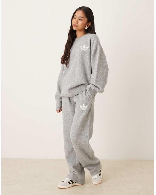 Adidas Originals Gray Knitted Sweatshirt Heather