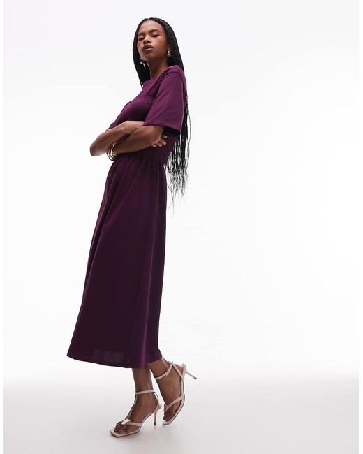 & Other Stories Purple Jersey Midaxi Dress With Ruche Corset Detail