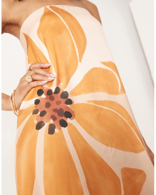 ASOS Multicolor Asos design tall – trapezförmiges, trägerloses maxikleid aus satin