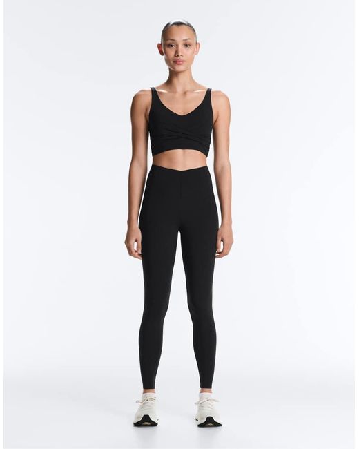 Oysho Black V-Cut Light-Touch 65Cm Ankle-Length Leggings