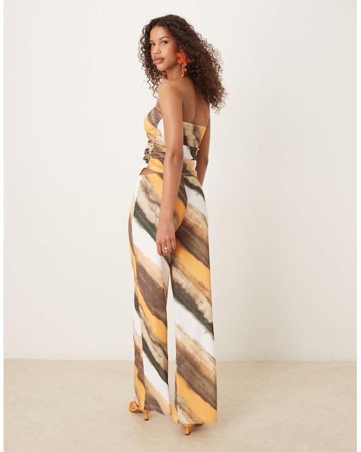 ASOS Natural Co-ord Wide Leg Crinkle Trouser