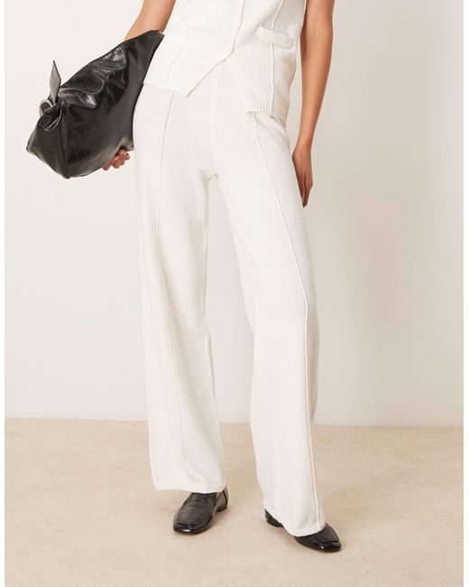 ASOS Natural Knitted Wide Leg Trouser Co-ord