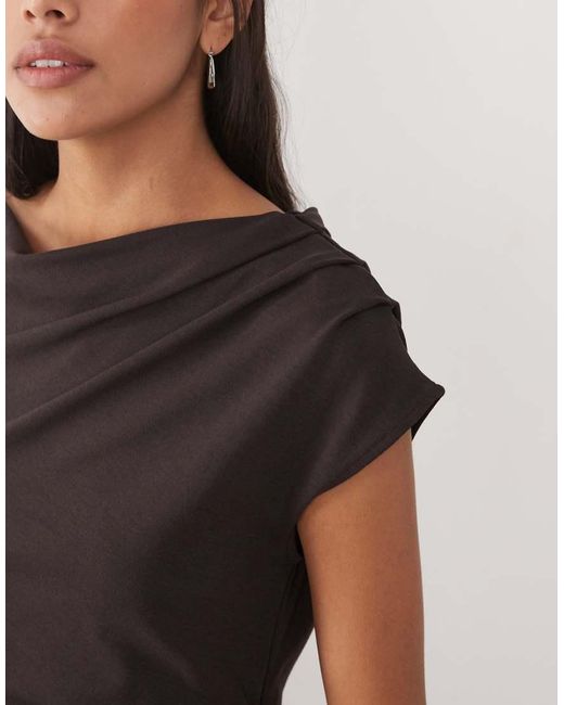 Mango Black Cotton Mix Asymmetric T-shirt