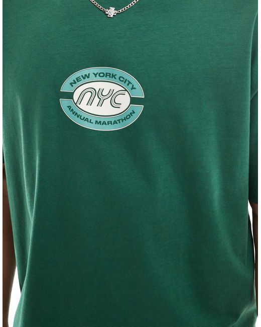 ASOS Green Boxy Oversized T-shirt With Sports Chest Graphic for men