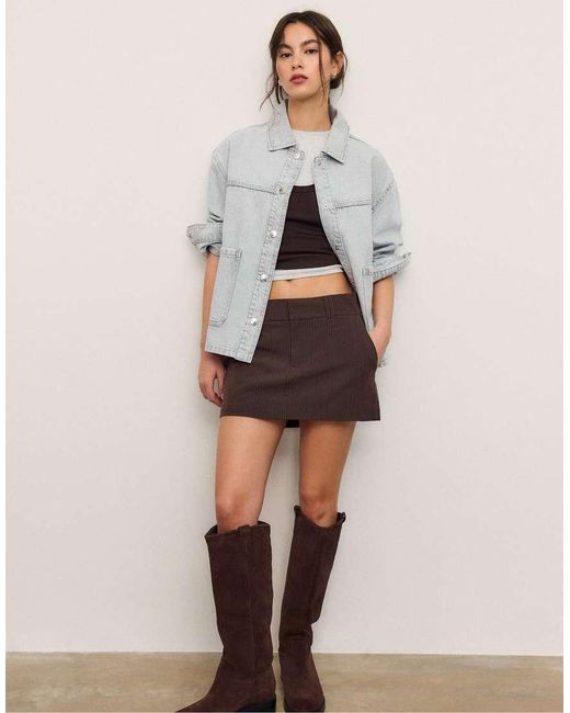 Stradivarius Natural Denim Jacket With Pockets