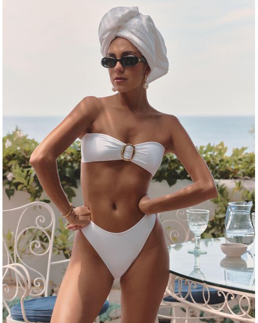 4th Reckless X Luana Barron Bambou High Leg Bikini Bottom in White Lyst Canada