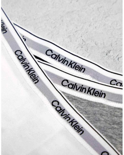 Calvin Klein Gray Modern Logo 3 Pack Thong