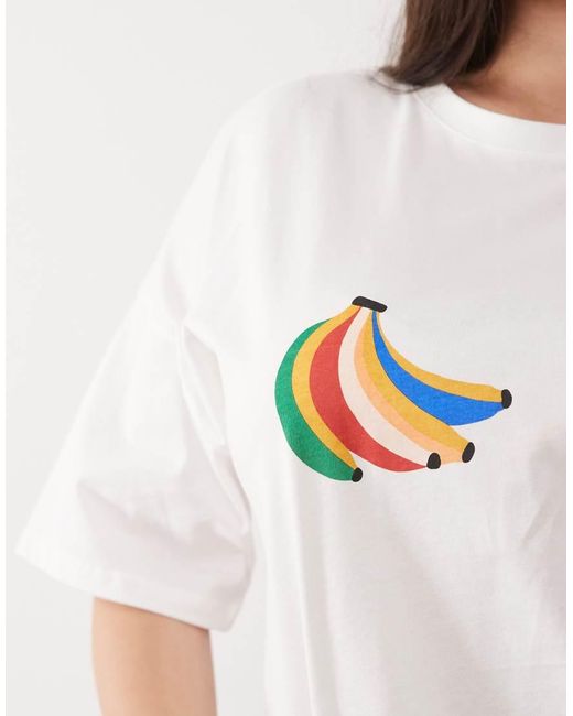 Never Fully Dressed White Cotton Banana Front Print T-shirt