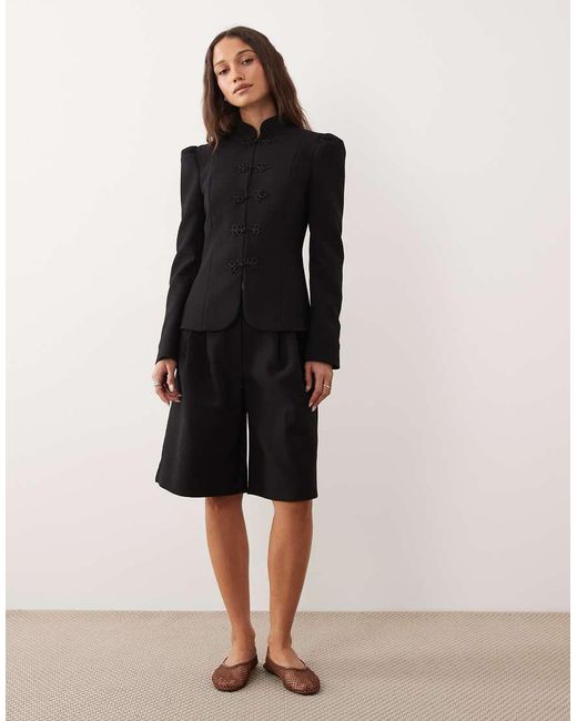 Miss Selfridge Black Tailored Puff Sleeve Jacket In