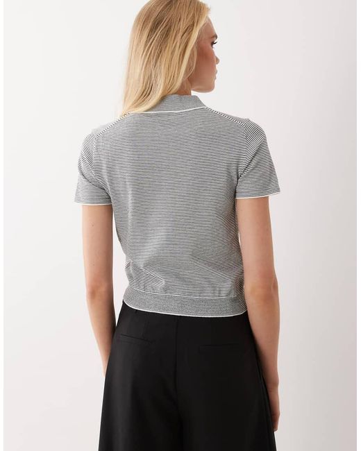 Mango Gray Short Sleeve Polo Top