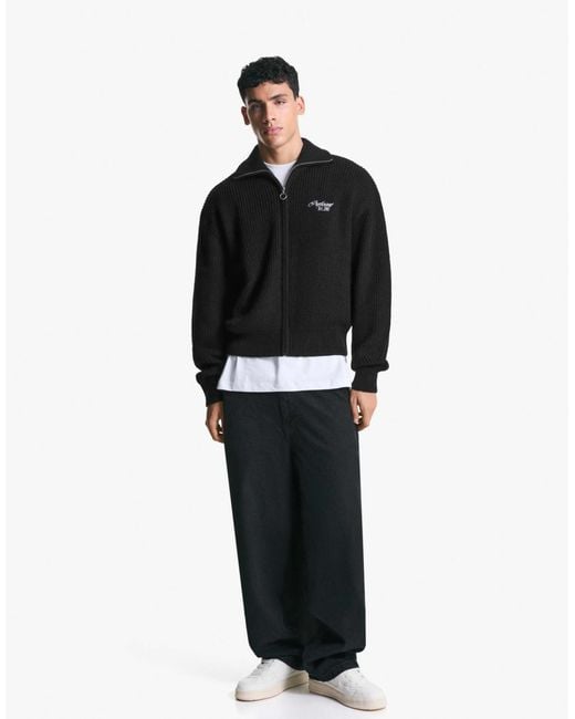 Bershka – besticktes sweatshirt in Black für Herren