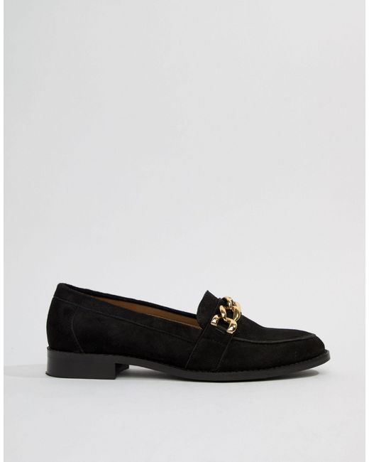 Mighty Suede Chain Loafers in Black 