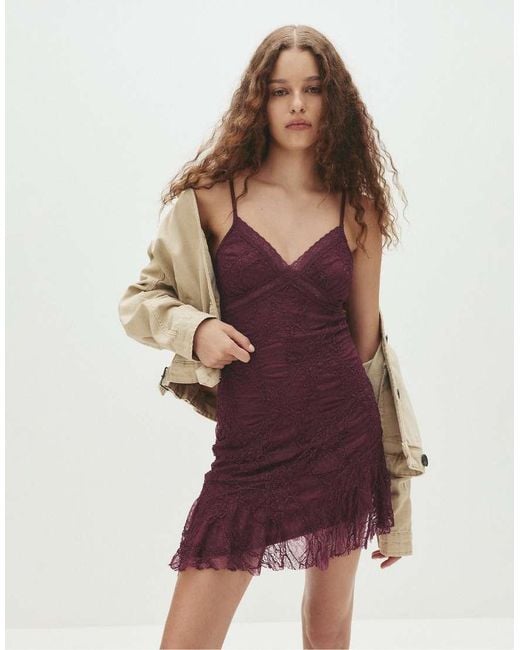 Pull&Bear Brown Short Lace Asymmetric Dress