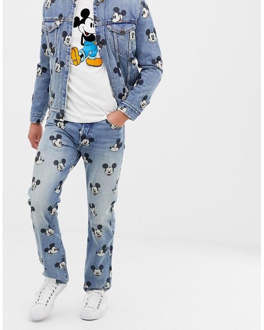 Jeans con stampa di Topolino lavaggio chiaro da Uomo di Levi's in Blu | Lyst