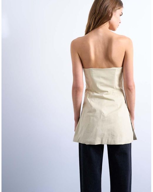 Top Largo Color Topo Estilo Túnica De Corte Depurado Con Escote Palabra De Honor De -Amarillo TOPSHOP de color White