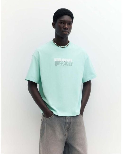 Pull&Bear Green Stwd Studio T-shirt for men