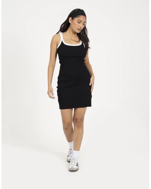 Brave Soul Black Cotton Jersey Contrast Piping Bodycon Mini Dress