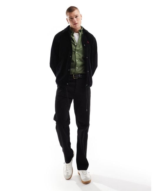 Polo Ralph Lauren – gefütterte cord-trainerjacke in Black für Herren