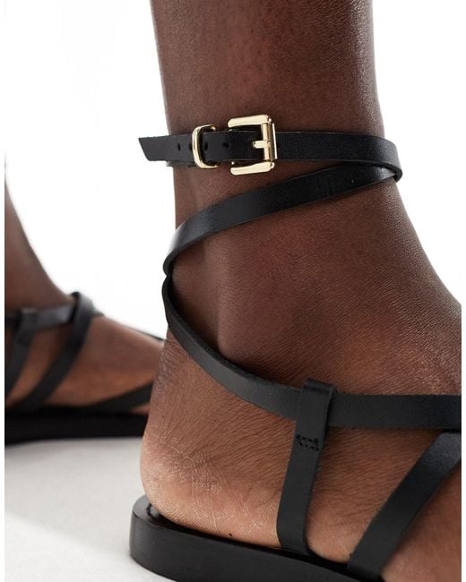 Stradivarius Brown – riemchen-sandalen aus leder