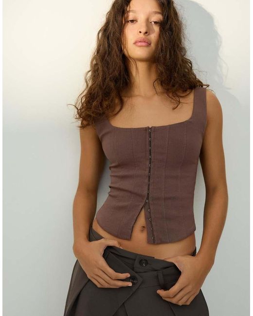 Bershka Brown Bengaline Strappy Top