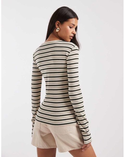 & Other Stories Gray Super Soft Rib Long Sleeved Slim Top