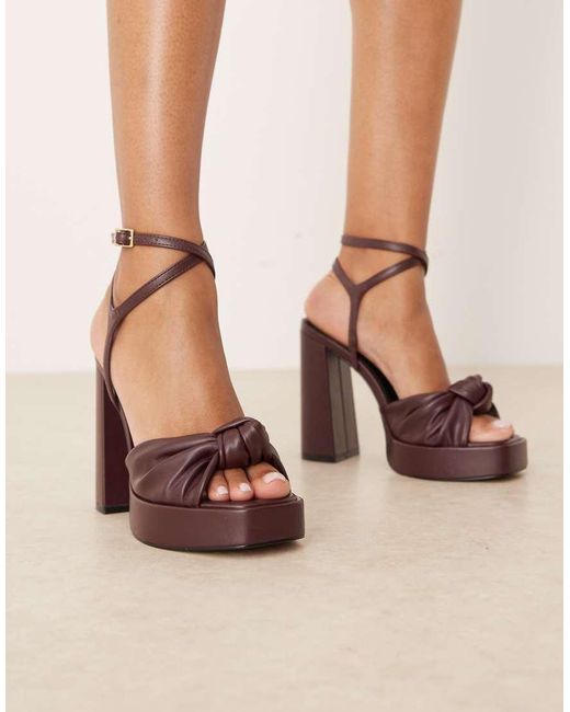 ASOS Pink Nutshell Knotted Platform Block Heeled Sandals