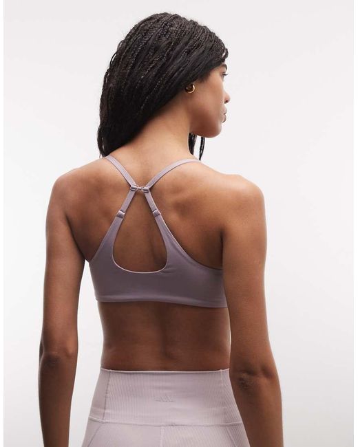 Adidas Originals Purple Adidas Training Optime Light Support Strappy Sports Bra