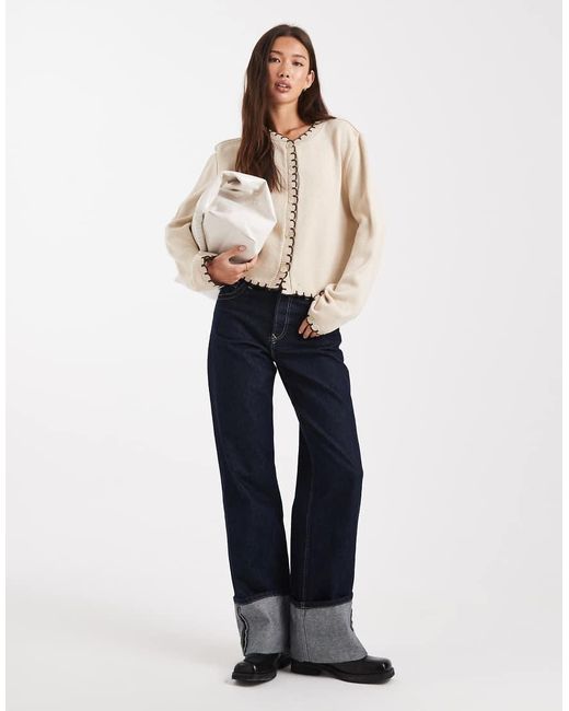 Miss Selfridge Natural Blanket Stitch Cardigan