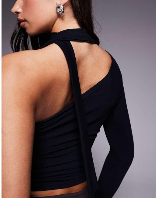 Motel Gray Jayahe One Sleeve Scarf Top