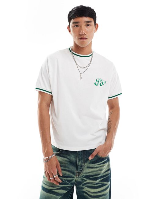 T-shirt crop top coupe carrée à imprimé sport Reclaimed (vintage) pour homme en coloris Gray