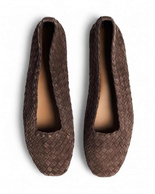 NA-KD Natural Woven Suede Ballerinas