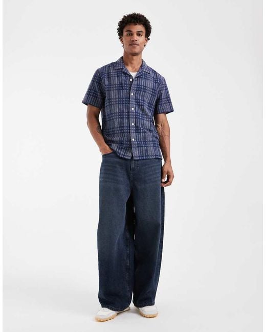 Levi's Blue Dobby Plaid Shirt for men