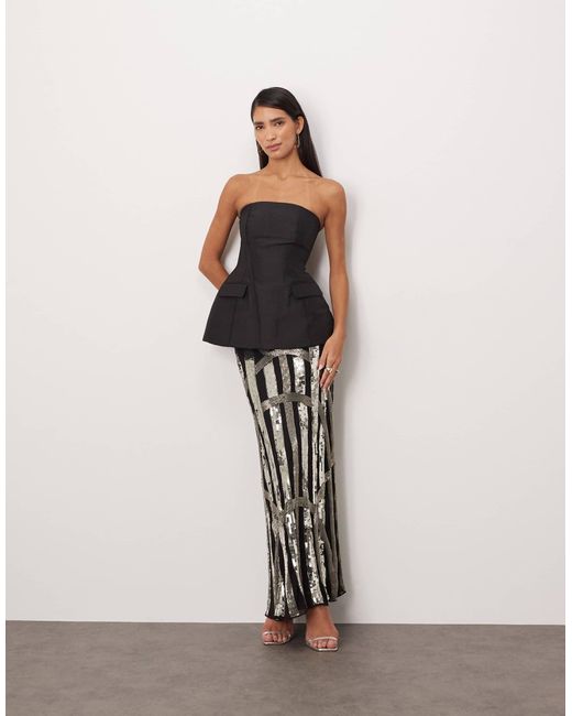 Jupe longue avec motif linéaire ornementé ARRANGE en coloris White