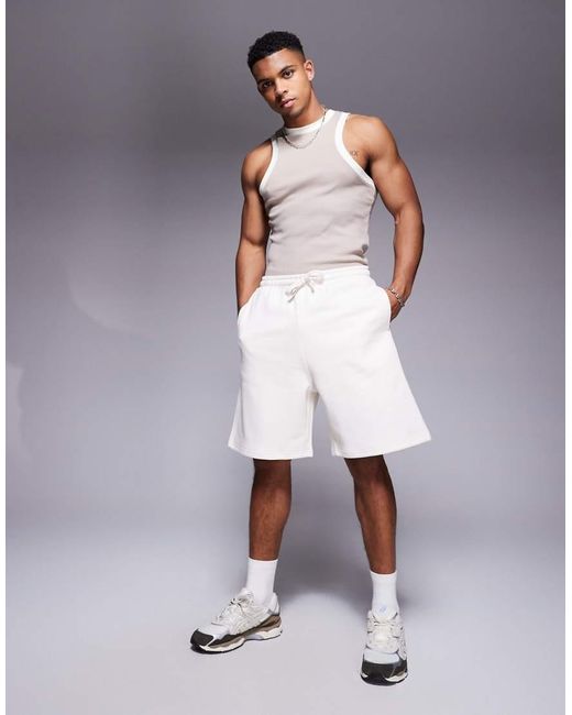 ASOS Oversized Short Van Premium Zware Stof in het White voor heren