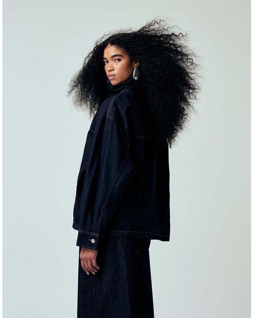 ASOS Blue Denim Oversized Funnel Jacket