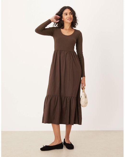 Threadbare Natural – langärmliges midikleid