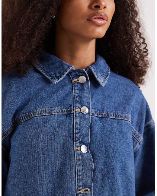 Vero Moda Blue Denim Shacket With Front Pockets
