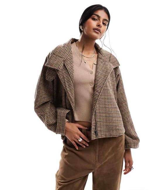 ASOS Brown Cape Swing Crop Trench