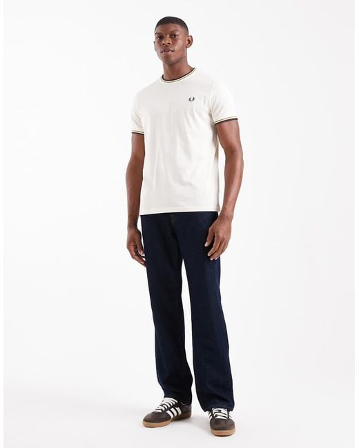Fred Perry White Twin Tipped T-Shirt for men