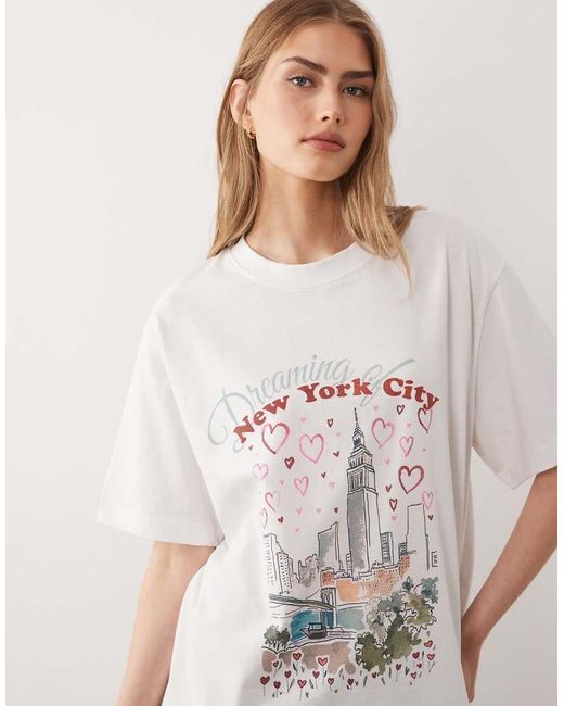 ASOS White Short Sleeve Oversized T-shirt With New York City Graphic