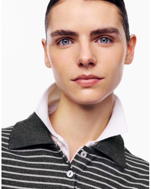 Pull&Bear Black – gestreiftes polohemd