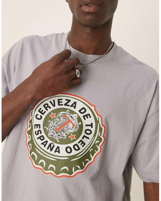 ASOS Recht T-Shirt Met Grafische Tekstprint in het Natural voor heren