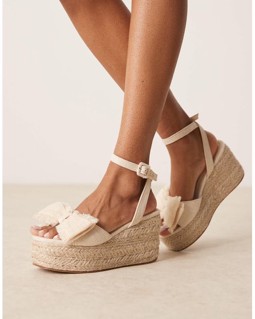 ASOS Natural Tabitha Bow Detail Wedges