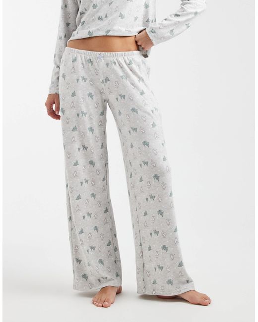 Hollister Gray Low Rise Wide Leg Pyjama Pants