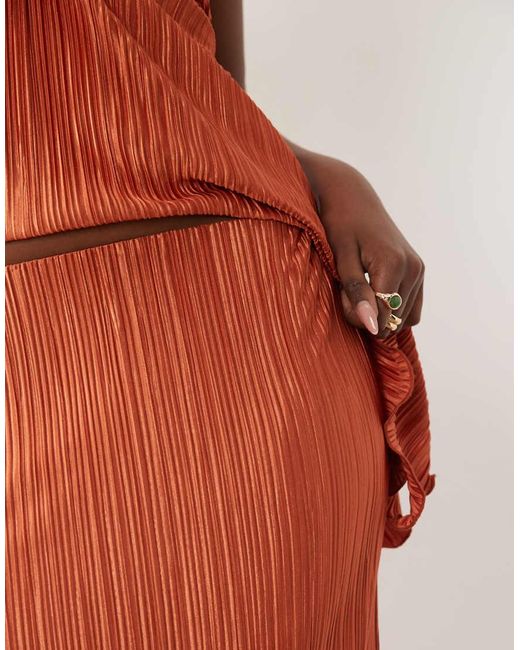 ASOS Orange Co-Ord Plisse Maxi Skirt