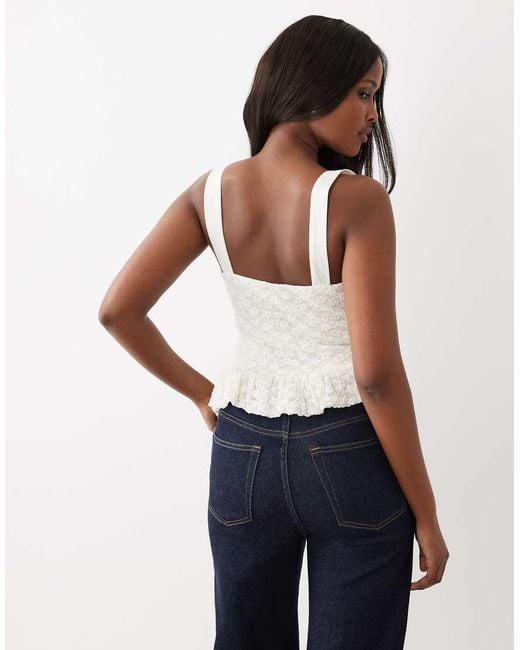 Gina Tricot White Corset Detail Lace Top