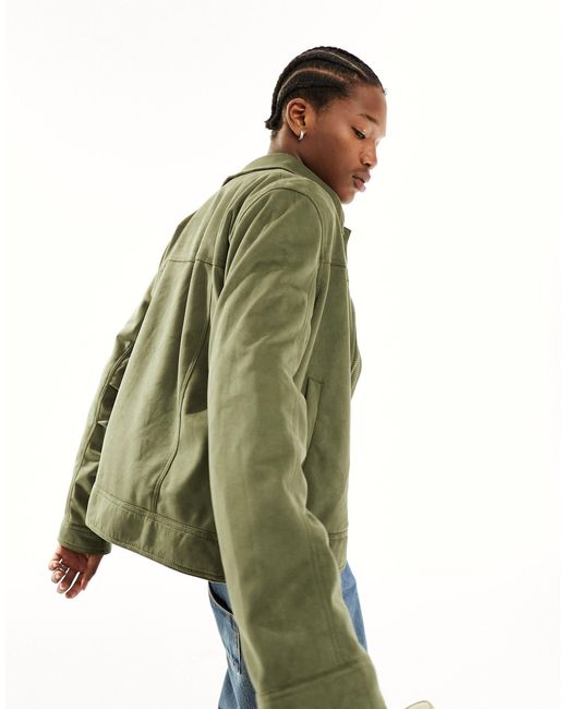 Reclaimed (vintage) Green Slim Trucker Jacket for men