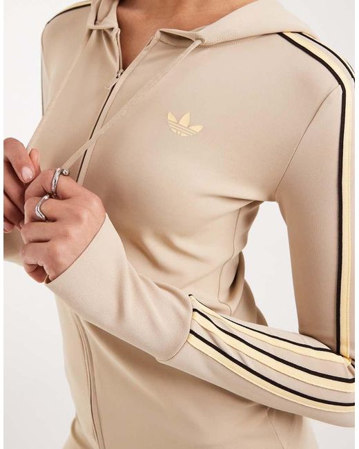 Adidas Originals Natural Slim Fit Hooded Zip Up Jacket