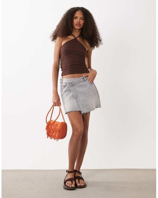 Mango Brown Teen Knitted Halterneck Top