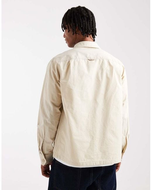 Fred Perry Popeline Overshirt in het Natural voor heren